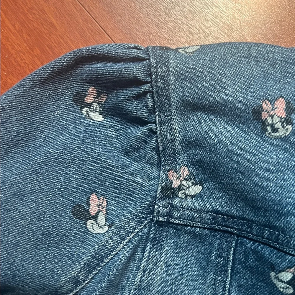 Disney womens Minnie Mouse XL Blue‎ Floral cropped jean trucker Jacket